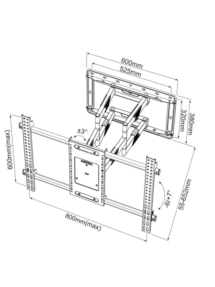 (AVL SH-H10) Heavy Duty Full Motion Double Arm Swivel TV Bracket for 75” to 120 “  Cable Management  Suitable for Curved TV