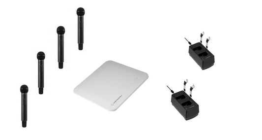 Audio Technica, 4 Handhelds, ESW-R4180DAN Receiver , CHG4 x2 charger docks