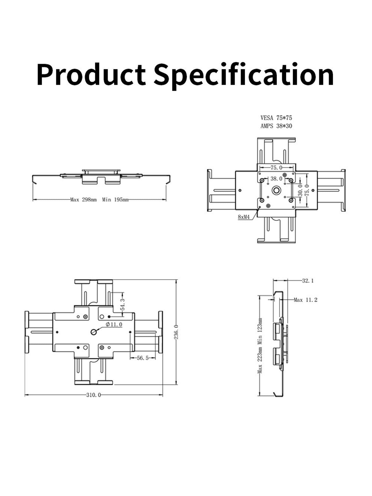 Adjustable Metal Universal Tablet Enclosure Tablet Case PC Cover-Peacemounts UTC-5