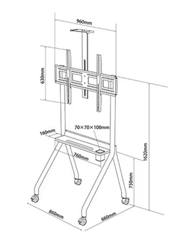 AVL R10 Universal Floor Stand Mobile Cart with wheels 42 - 86 inch