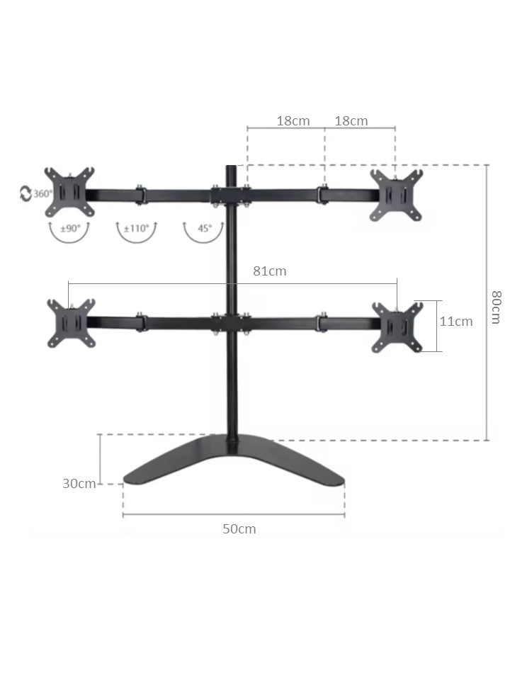 AVL T044 Four-screen display bracket 4-arm screen monitor support stand