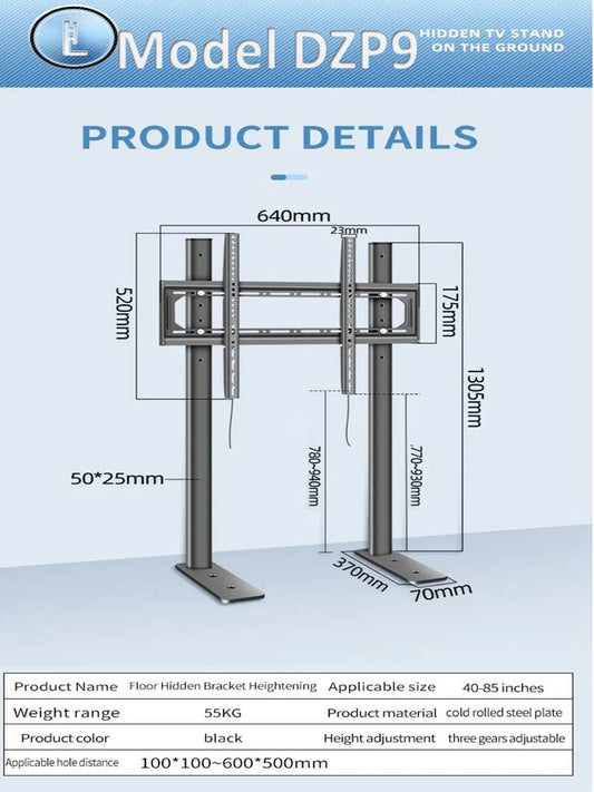 (AVL L9 )Free Standing Floor TV Stand TV Bracket Height Adjustable, For 40-85 Inches
