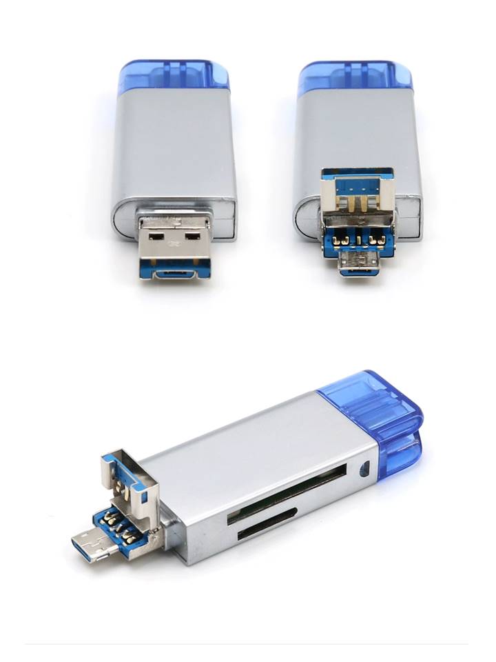 New Multifunction USB 2.0 Micro USB TF SD Type C OTG Smart Card Reader for Smartphone and Computer