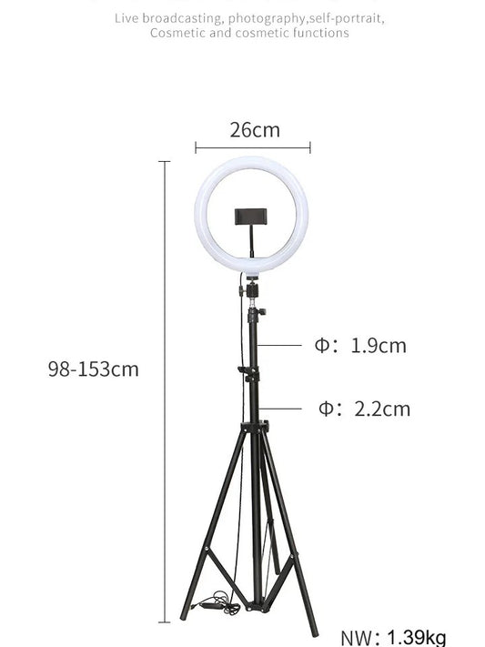 AVL 206 Tripod live streaming phone stand with beauty light adjustable live broadcast phone stand with ring light