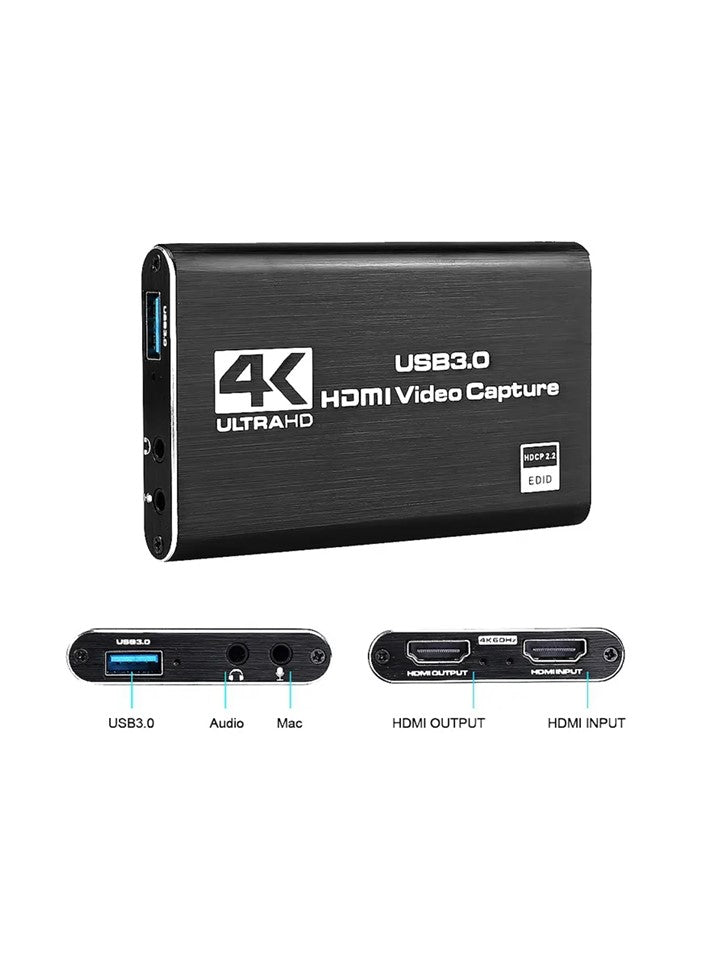 4K60Hz USB3.0 HDMI Video Capture card HDMI to USB Game Video Capture Card Dongle Game Streaming Live Stream Broadcast with MIC