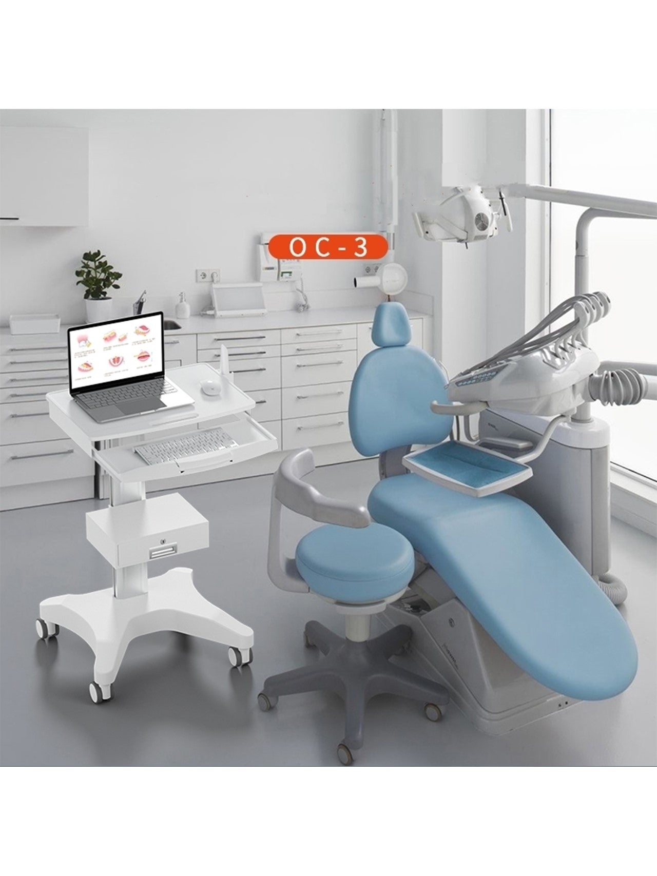 Medical Dental Cart With Oral Scanner Holder for Laptop-Peacemounts PM-OC-3