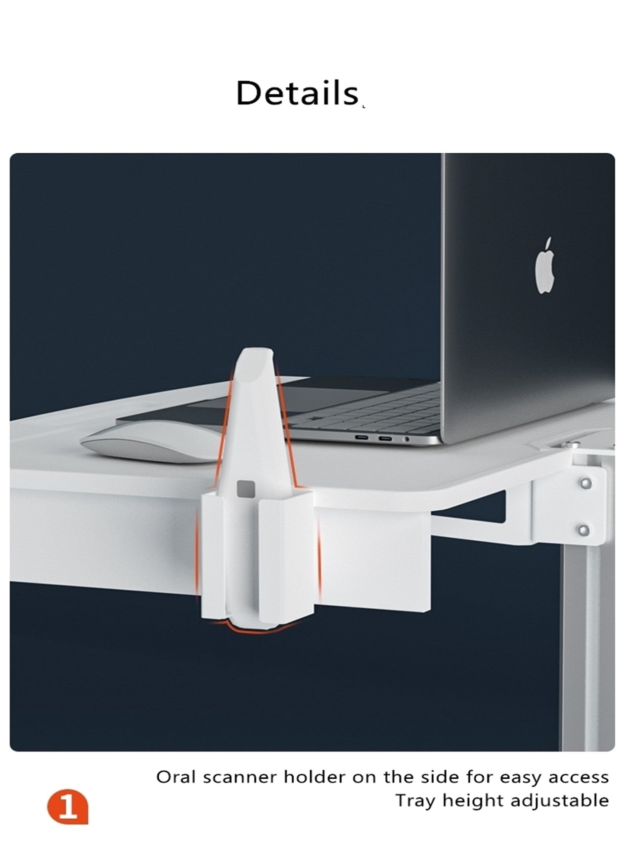 Medical Dental Cart With Oral Scanner Holder for Laptop-Peacemounts PM-OC-3