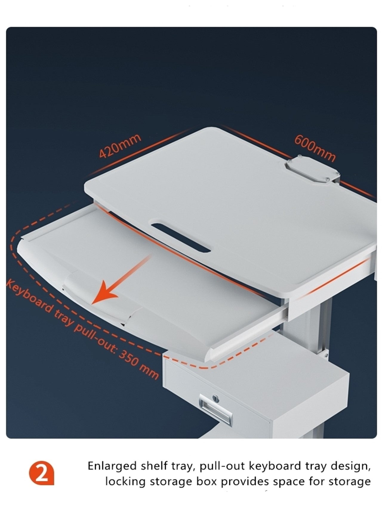 Medical Dental Cart With Oral Scanner Holder for Laptop-Peacemounts PM-OC-3