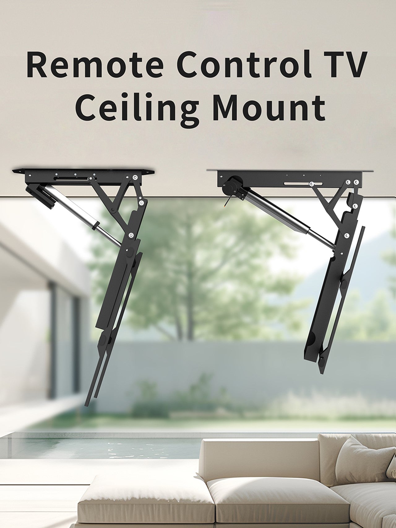 Motorized TV Ceiling Mount Flip Down Remote Control for 50-90inch -Peacemounts PM-DT680