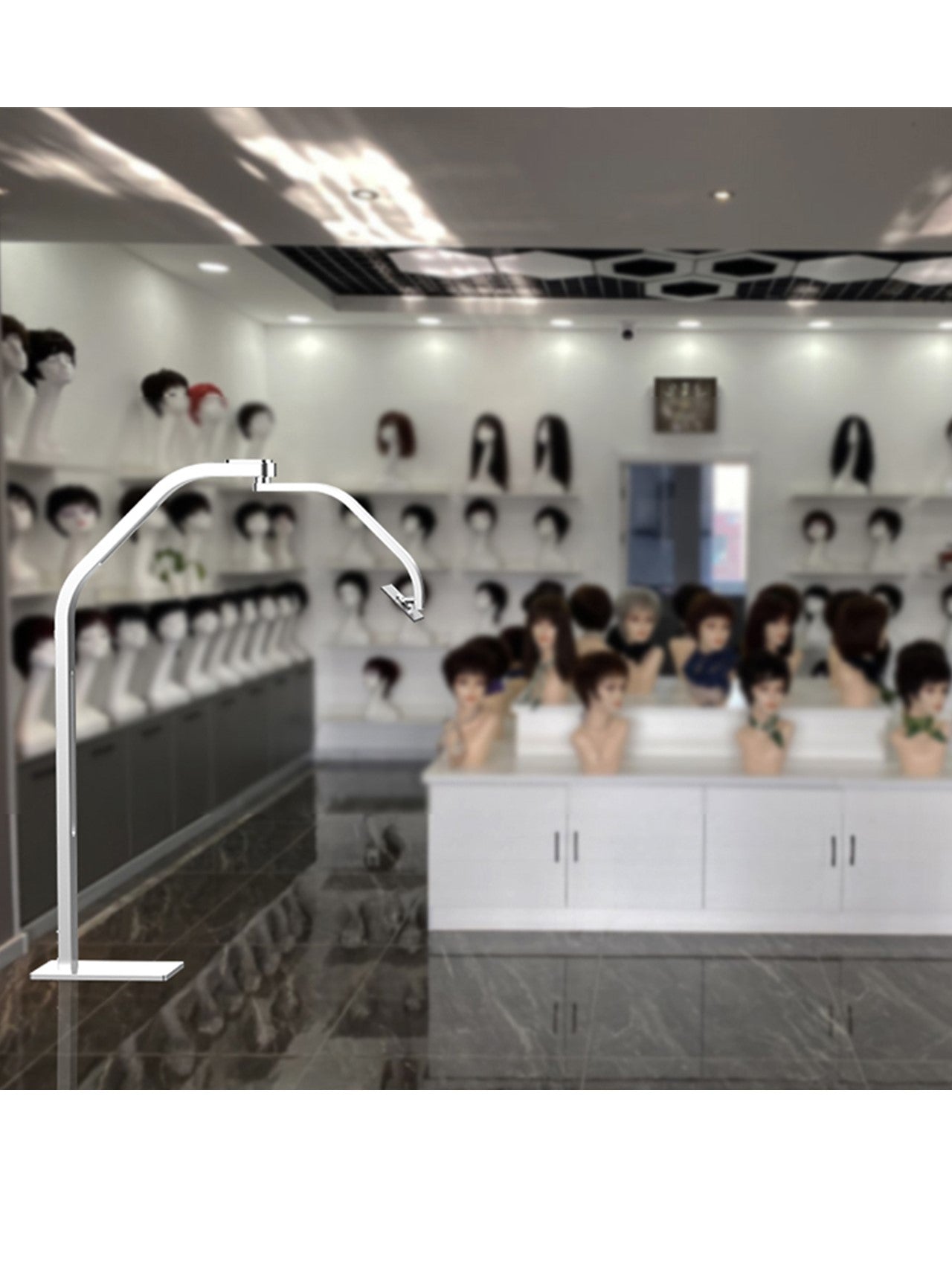 Customizable Universal Tablet Floor Stand Kiosk Metal Stand for Wig Shop--FSF-1