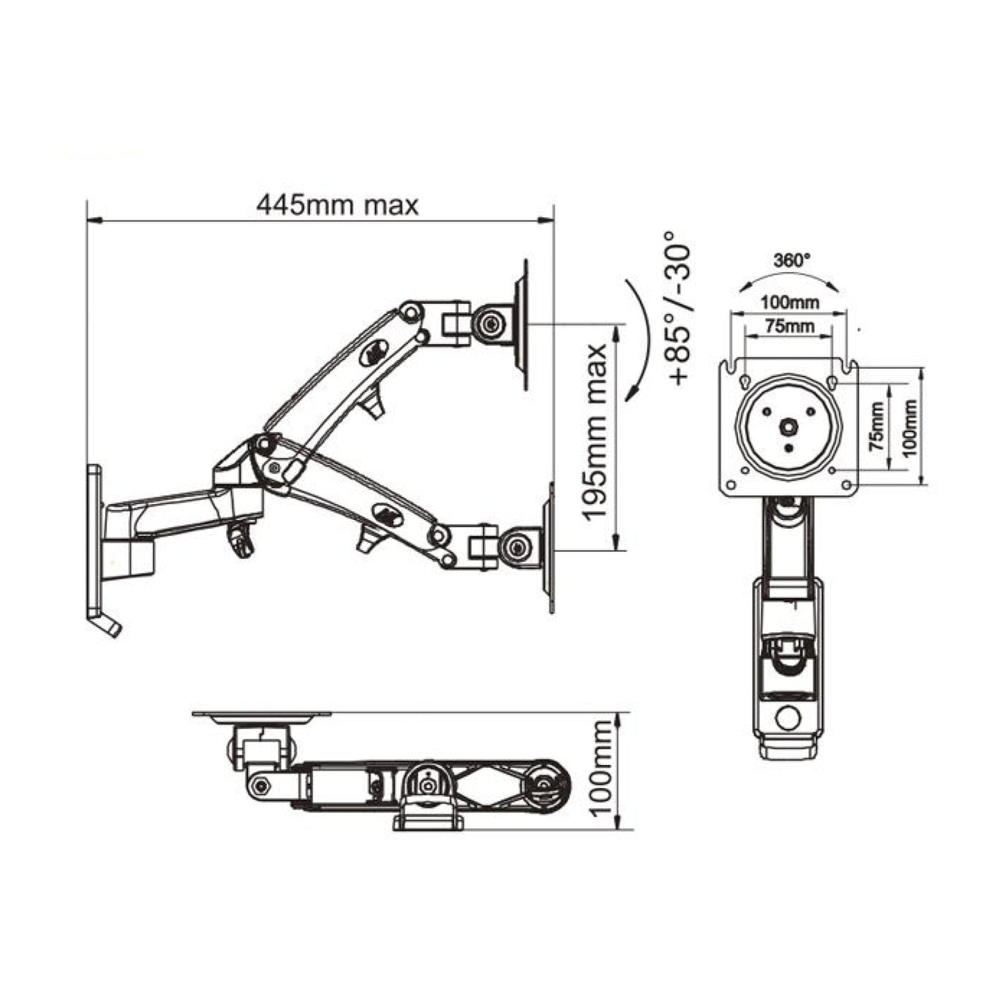 [F300] MAX Monitor Arm | Wall Mount