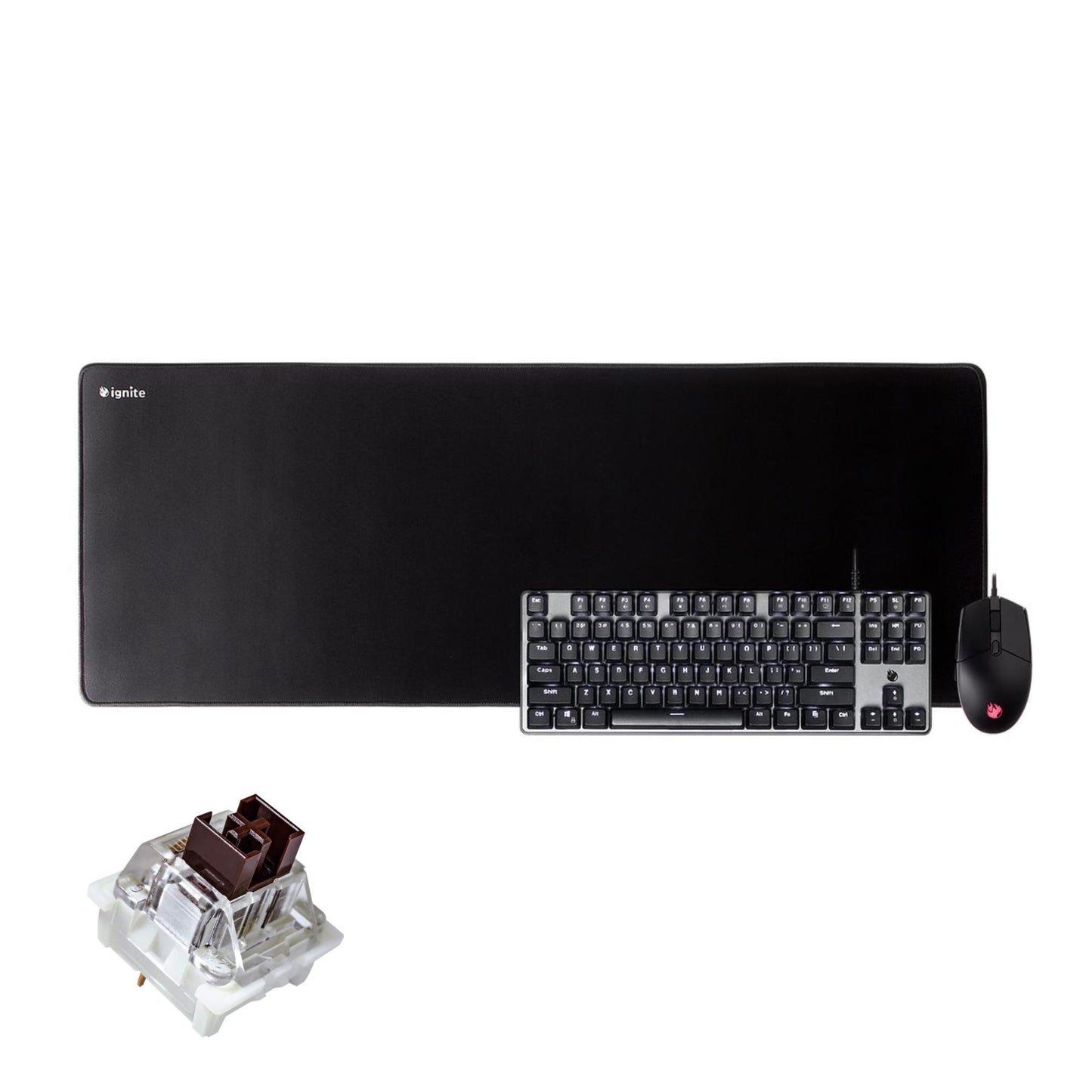 TECWARE Ignite 3-in-1 Gaming Bundle - Hot-Swappable Mechanical Keyboard, Mouse, Deskmat