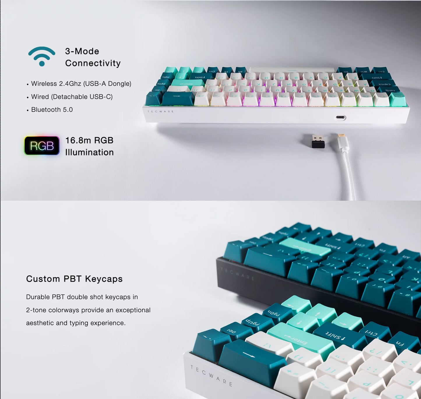 TECWARE 3-Mode Wireless Mechanical Keyboard B68+ (Gateron Switches)